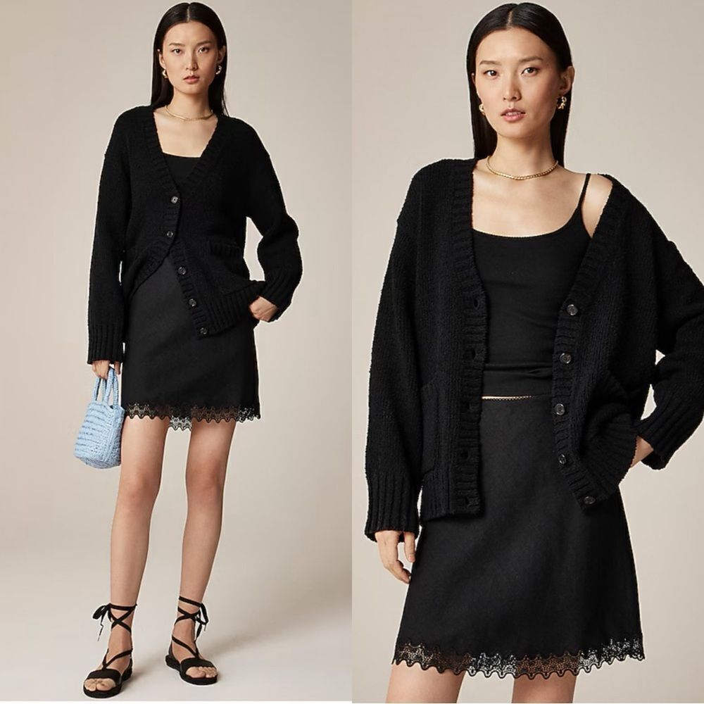 NWT J CREW Marina V-neck cardigan in black